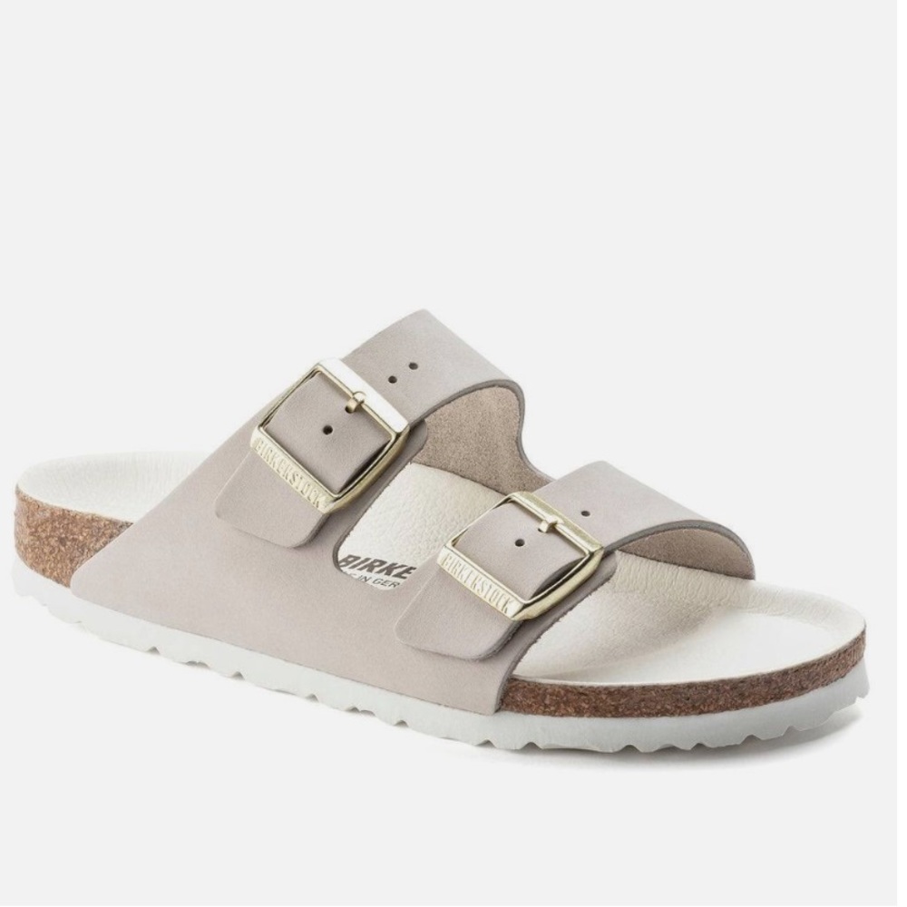 Birkenstock Arizona dove grey nubuck sandal slide 40/9-9.5